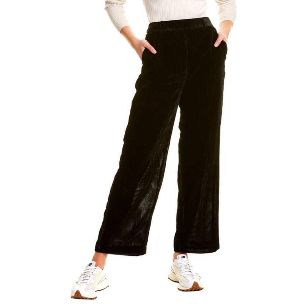 The Kooples Paris NWT Ribbed Velvet Black Wide-Leg Trousers